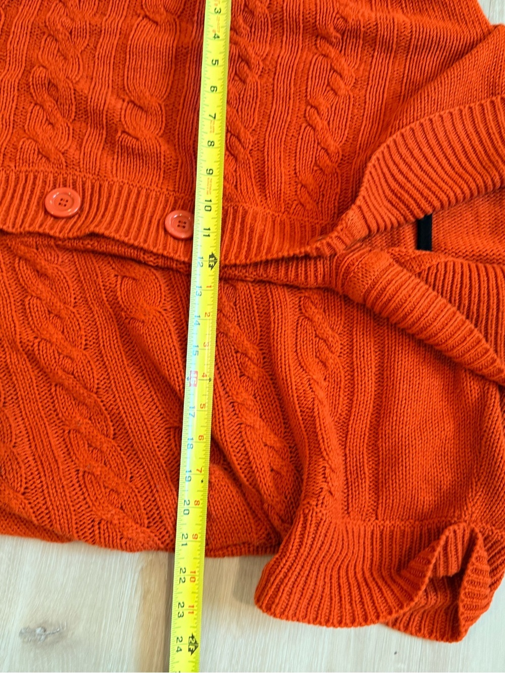 Gloria Vanderbilt 1X Orange Cable Knit Shawl Collar Button Cardigan Sweater - Picture 7 of 7